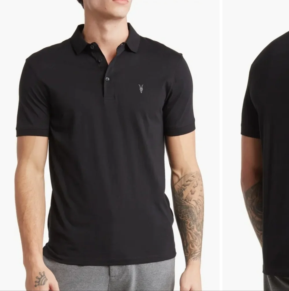 All Saints Black Short Sleeve Polo Shirt Youth Large Minimalist Quiet Luxury - Picture 9 of 9